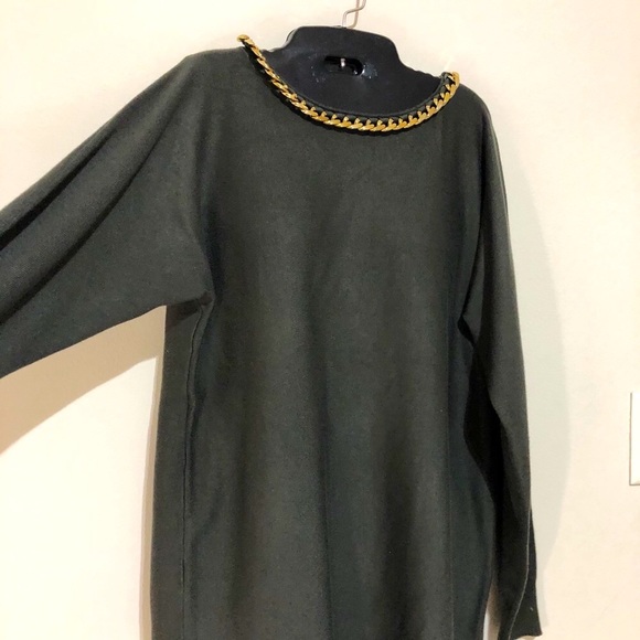 Adrienne Vittadini Gold Chain Neckline Pullover S - Picture 3 of 7